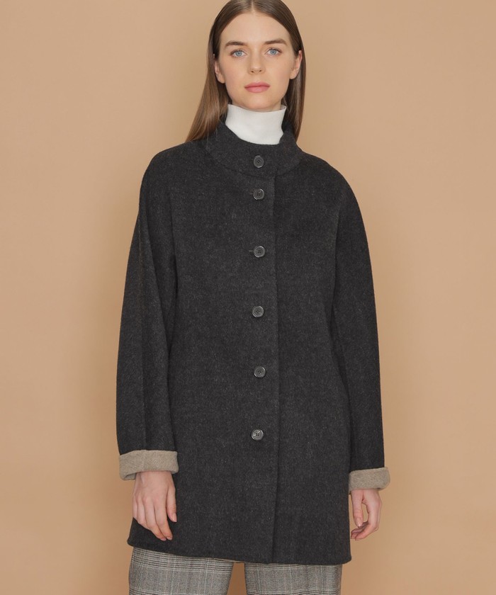 美品【MACKINTOSH LONDON】グレーウールコートフード付き この冬、ベーシックコートを新しく～最愛コートを長く大切に着