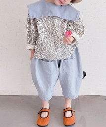 aimoha(aimoha（アイモハ）)/aimoha－KIDS－ 韓国子供服　かわいいガーリー風セーラーカラー小花柄ブラウス/ライトブルー