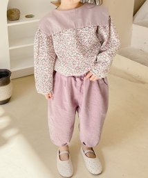 aimoha(aimoha（アイモハ）)/aimoha－KIDS－ 韓国子供服　かわいいガーリー風セーラーカラー小花柄ブラウス/パープル
