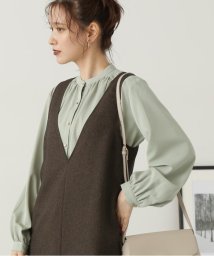 N Natural Beauty Basic(エヌナチュラルビューティベーシック)/ゴールドボタンスタンドカラーブラウス 《WEB限定商品》/ミントグリーン