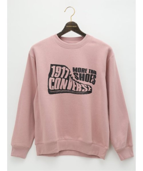 GRAND-BACK(グランバック)/【大きいサイズ】コンバース/CONVERSE 裏起毛 クルーネックトレーナー 長袖 メンズ Tシャツ カットソー カジュアル インナー ビジネス ギフト プレゼ/ピンク