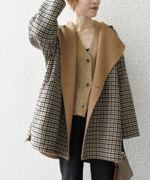 SHIPS any: リバー フーディー ポンチョ ハーフ コート SHIPS any リバー ポンチョ