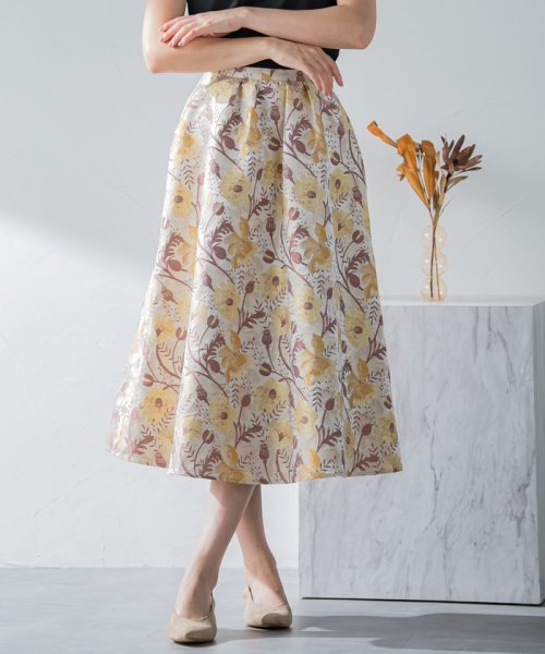 セール】【選べる2丈シリーズ】フラワージャガードタックスカート  