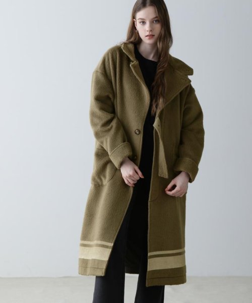 AVIREX(AVIREX)/SLIVER KNIT LONG COAT/スライバーニット ロングコート/オリーブ