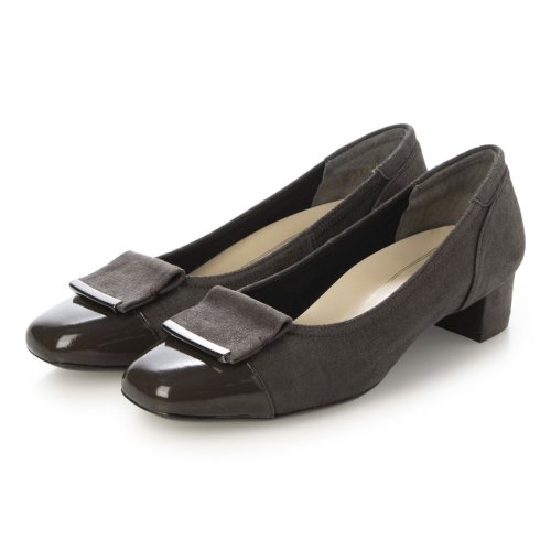 【3E】ローヒールスクエアパンプス 3E 本革