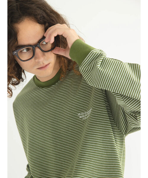 セール】リサイクル20/2ボーダー天竺ロゴ刺繍L/S TEE(505203253