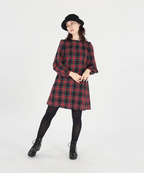 To b. by agnes b. OUTLET(トゥー　ビー　バイ　アニエスベー　アウトレット)/【Outlet】WU57 ROBE ティーシータータンチェックドレス/ブラック