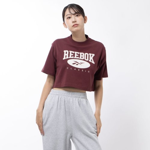 Reebok(Reebok)/ビッグロゴ クロップド Tシャツ / CL AE BIG LOGO CROP TEE /ダークブラウン