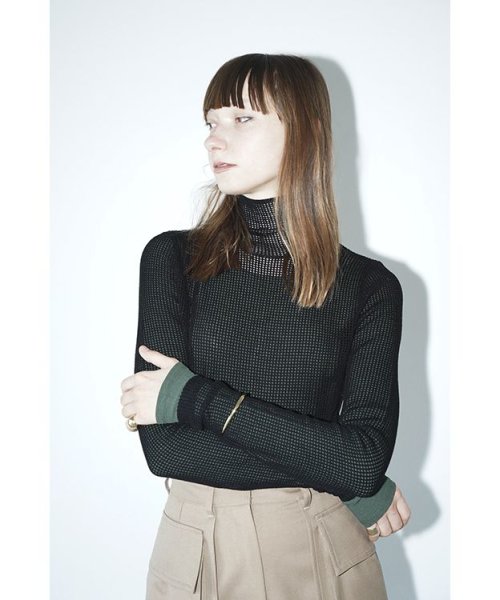 CLANE(クラネ)/H/N MESH KNIT TOPS/BLACK