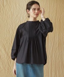 NIJYUSANKU（LARGE SIZE）(２３区（大きいサイズ）)/【SLOW/一部店舗限定】ウォッシュドコットンストレッチ ブラウス/ブラック系