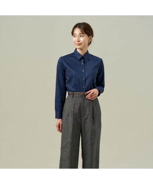 TOKYO SHIRTS(TOKYO SHIRTS)/形態安定 レギュラー衿 綿100% 長袖 レディースシャツ/ブルー