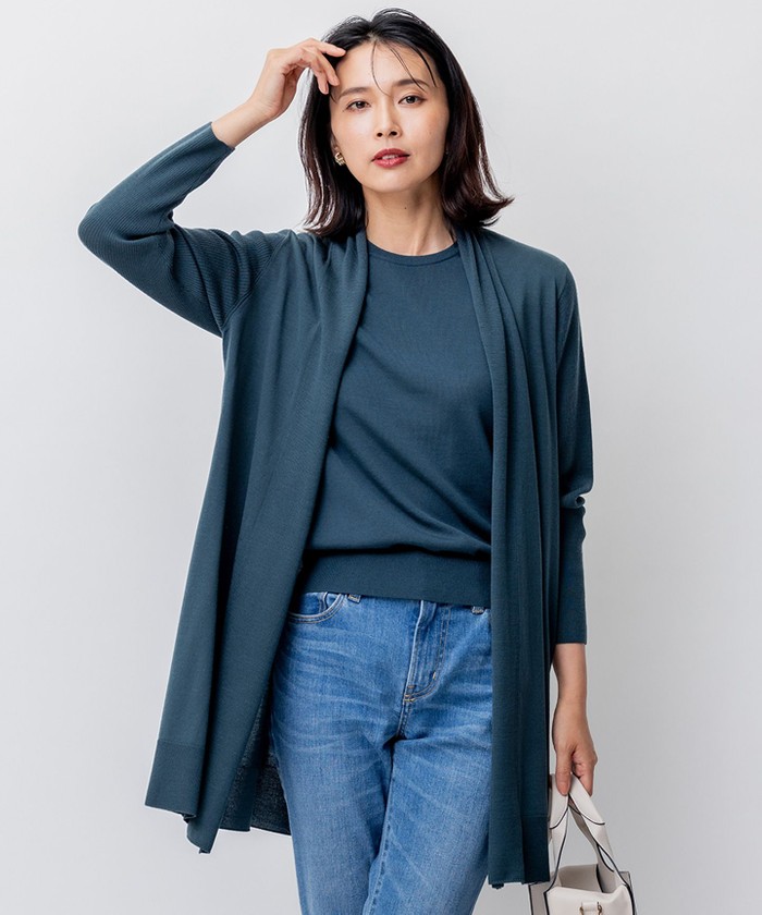 洗える】サステナブルウール ショールカラー カーディガン(505519755
