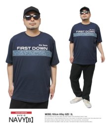 one colors(ワンカラーズ)/FIRST DOWN(ファーストダウン) 半袖 Tシャツ メンズ 大きいサイズ ロゴ プリント クルーネック カットソー プリントTシャツ 半袖Tシャツ おおき/ネイビー