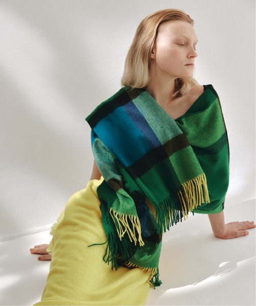 【elegancese / エレガンセーゼ】check wave マフラー ストール ピュアカシミヤ カシミヤ100% フリンジ 大判 チェックEL－05 マフラー・スカーフ・ストール EI2778195675(21450円)