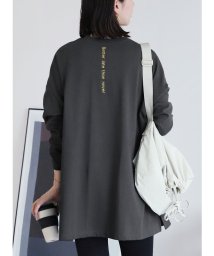 reca(レカ)/二重織バック刺繍ロゴTシャツ(R23230－k)/チャコールグレー
