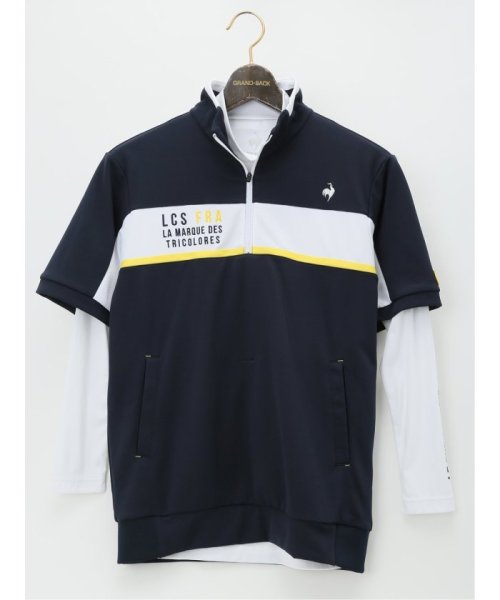 GRAND-BACK(グランバック)/【大きいサイズ】ルコックスポルティフ ゴルフ/le coq sportif GOLF インナー付き半袖カットソー/ネイビー