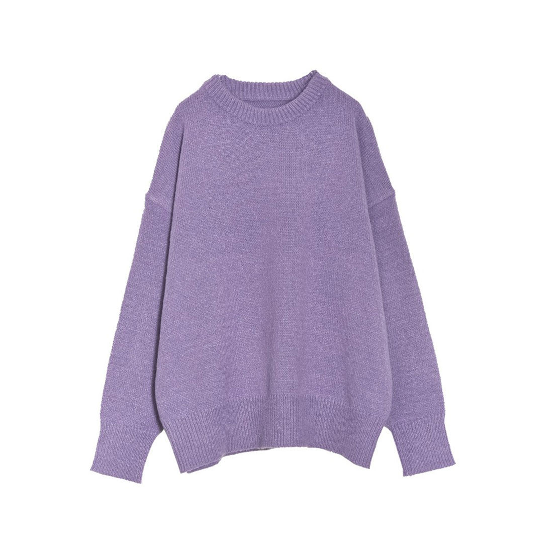 コムサイズム　フォックス＆ウール混ニットプルオーバー　裾スリット　パープル　9