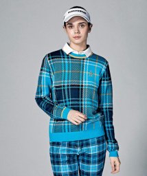 Munsingwear(マンシングウェア)/タータンチェックKinloch Andersonクルーネックセーター【アウトレット】/ブルー×イエロー