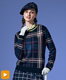 Munsingwear(マンシングウェア)/タータンチェックKinloch Andersonクルーネックセーター【アウトレット】/ネイビー×ブルー