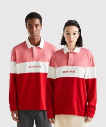 BENETTON (mens)(ベネトン（メンズ）)/カラーブロック長袖ラガーポロシャツ・ユニセックス/レッド