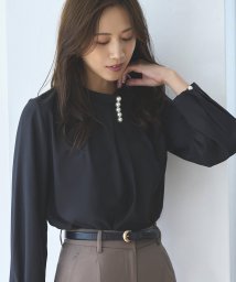 RUIRUE BOUTIQUE(ルイルエブティック)/アシンメトリーパールタックブラウス(T1280)/ブラック(BL)