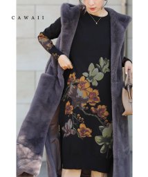 CAWAII/大輪の花を描いたスリット裾ニットミディアムワンピース/505519946