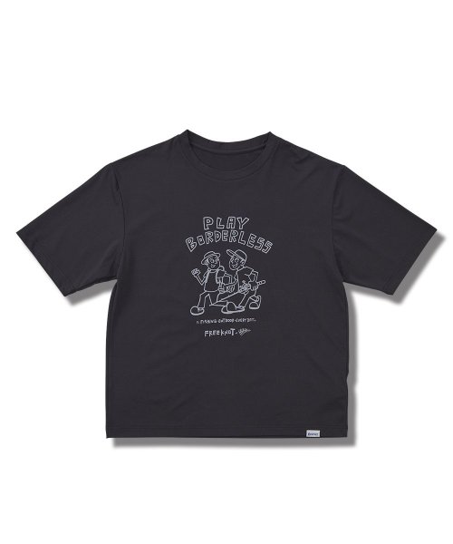 FREEKNOT(フリーノット)/綿タッチTシャツ(MASAYART－A)　M：ブラック/ブラック
