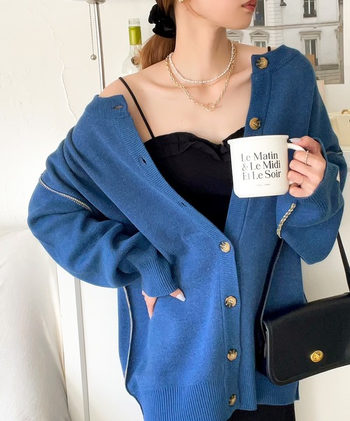 《JAVAジャバ 別注》シンプルにお洒落。マルチウェイ ジャガード配色カーディガン