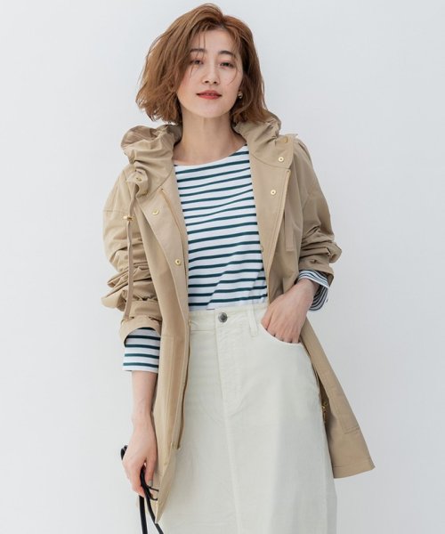 【洗える/撥水加工】ブライトウェザークロス フーテッド アウター 