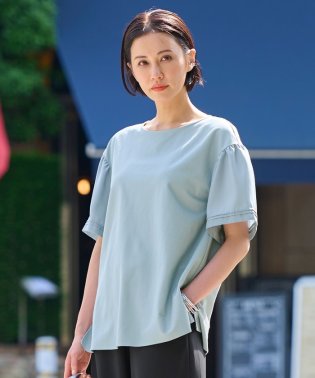 JIYU-KU（SMALL SIZE）/【WEB限定カラーあり】【UVカット・吸水速乾・洗える】ツイストプレーンラッフルスリーブ カットソー/505571667