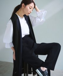 JIYU-KU（SMALL SIZE）(自由区（小さいサイズ）)/【WEB限定カラーあり・洗える】クレープストレッチニット ジレ/[WEB限定]ブラック×ミッドナイト