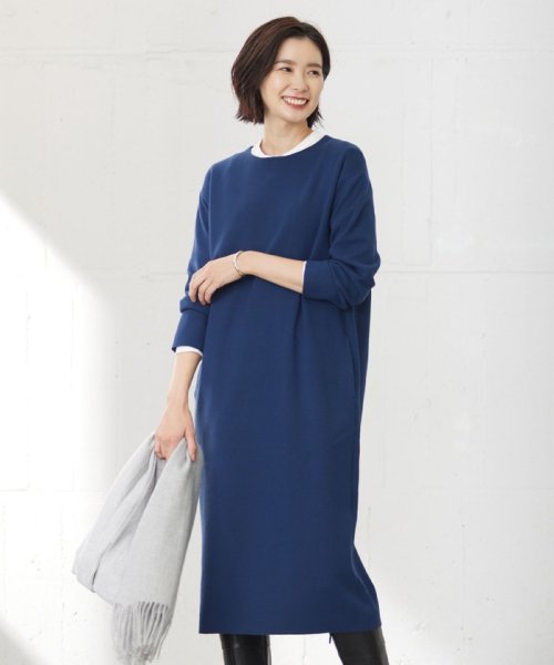 J.PRESS LADIES（LARGE SIZE）(J．プレス　レディス（大きいサイズ）)/【洗える】VIS/PE MILANO ニット ワンピース/ダルブルー系