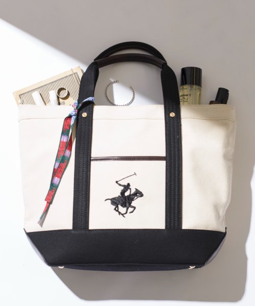 BEVERLY HILLS POLO CLUB(ビバリーヒルズポロクラブ)/【BEVERLY HILLS POLO CLUB】バッグ キャンパストート トートバッグ トート 刺繍 A4収納可 通勤 通学 ワンポイント BH1008N/ホワイト系1