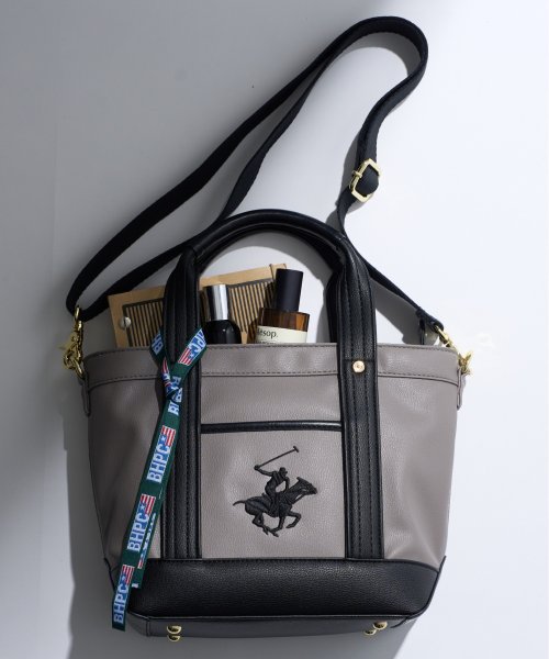 BEVERLY HILLS POLO CLUB(ビバリーヒルズポロクラブ)/【BEVERLY HILLS POLO CLUB】ポロ PUレザー トートバッグ SS ショルダーバッグ ミニトート BH2006N/グレー