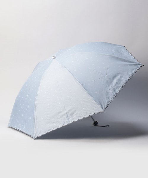 POLO RALPH LAUREN(umbrella)(ポロラルフローレン（傘）)/晴雨兼用折りたたみ日傘　ストライプドット/サックスブルー