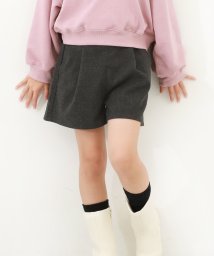 devirock(デビロック)/ハイウエスト タックショートパンツ 子供服 キッズ 女の子 ボトムス ハーフパンツ ショートパンツ タック 起毛/チャコールグレー