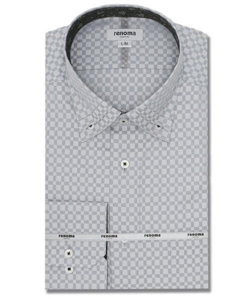 TAKA-Q(タカキュー)/形態安定 スタンダードフィット 3枚衿風ボタンダウン 長袖 シャツ メンズ ワイシャツ ビジネス yシャツ 速乾 ノーアイロン 形態安定/グレー