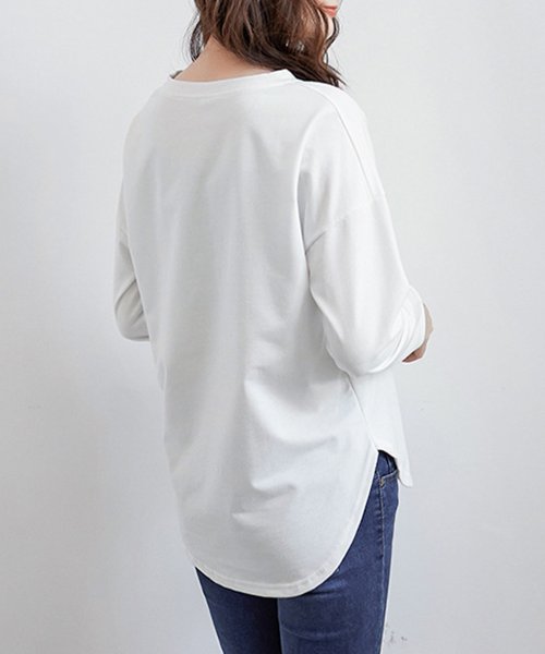 aimoha(aimoha（アイモハ）)/ゆったりシルエット　シンプルロングTシャツ/ホワイト