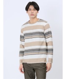 m.f.editorial(エムエフエディトリアル)/ポップコーンボーダー クルーネック 長袖 メンズ Tシャツ カットソー カジュアル インナー ビジネス ギフト プレゼント/ベージュ