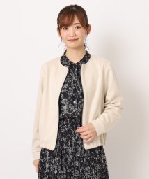  LAURA ASHLEY(ローラアシュレイ)/【70th記念/洗える】「ロイド」ノーカラースエード調ジャケット/アイボリー（004）