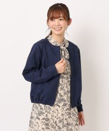  LAURA ASHLEY(ローラアシュレイ)/【70th記念/洗える】「ロイド」ノーカラースエード調ジャケット/ネイビー（093）