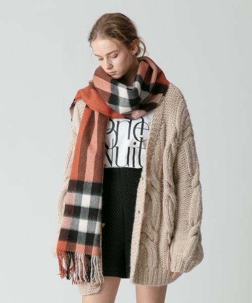 allureville(アルアバイル)/【TWEEDMILL(ツィードミル)】 LAMBS WOOL STOLE/ブラウン系