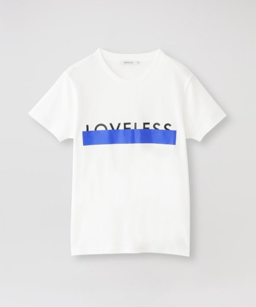 LOVELESS　WOMEN(ラブレス　ウィメンズ)/カラーラインロゴTシャツ/サックスブルー