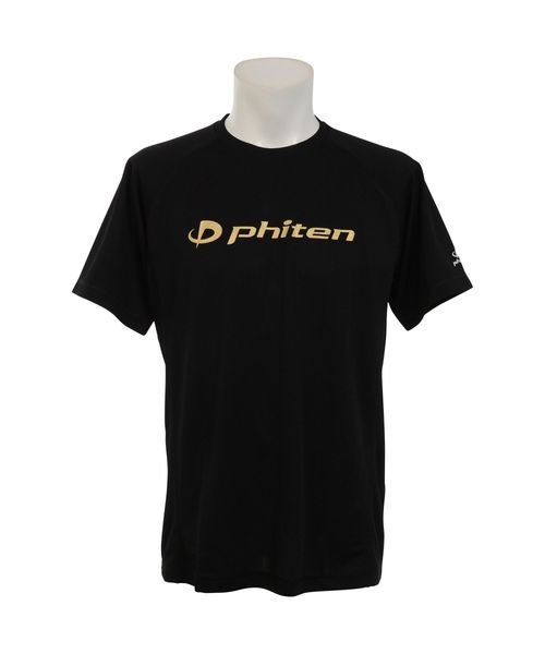 phiten(ファイテン)/RAKUシャツSPORTS 半袖/ブラック/金ロゴ