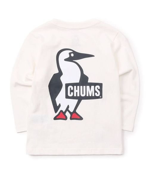 CHUMS(チャムス)/Kid's Booby Logo L/S T－Shirt (キッズ ブービーロゴ L/S Tシャツ)/WHITE
