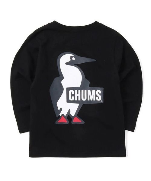 CHUMS(チャムス)/Kid's Booby Logo L/S T－Shirt (キッズ ブービーロゴ L/S Tシャツ)/BLACK