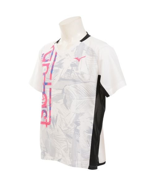 MIZUNO(ミズノ)/FUNTASTウインドブレーカーシャツ（半袖）/ホワイト×ピンクグロー