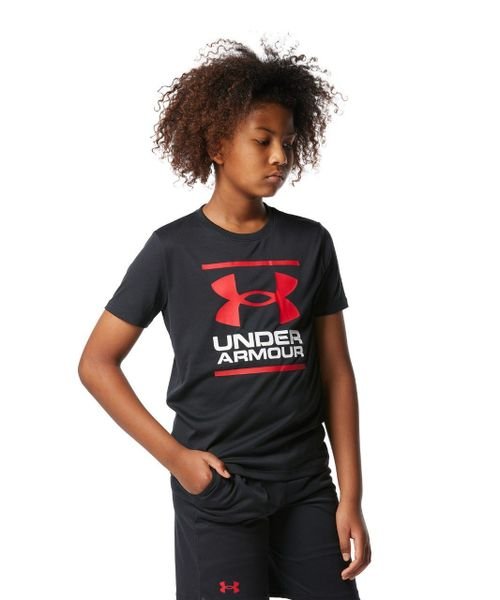 UNDER ARMOUR(アンダーアーマー)/UA TECH T－SHIRT SHORTS SET/BLACK/BLACK/RED