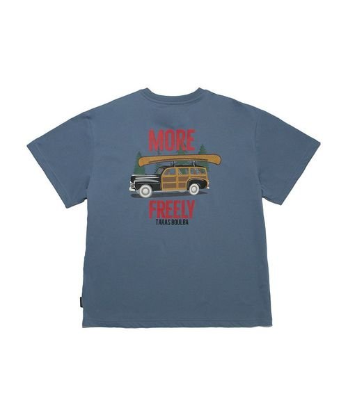 TARAS BOULBA(タラスブルバ)/PE天竺 プリントTシャツ（車）/ブルーグレー