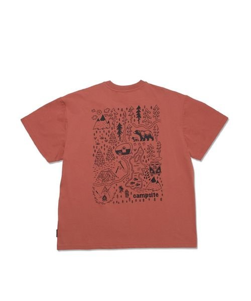 TARAS BOULBA(タラスブルバ)/PE天竺 プリントTシャツ（キャンプマップ）/アーバンレッド